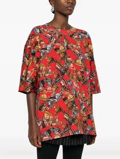 Shop Vivienne Westwood Rescue Crazy Orb Print T-shirt In Red