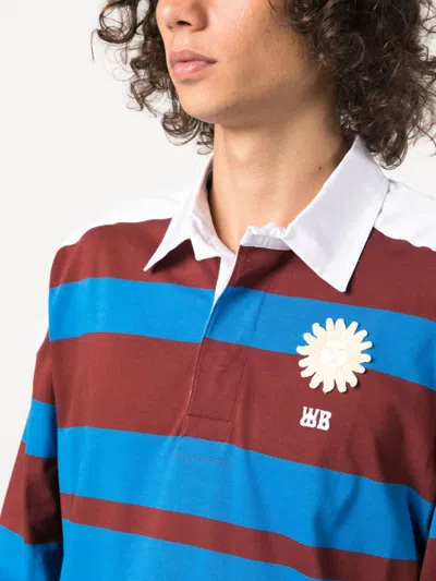 Shop Wales Bonner Men's Horizontal Stripe Polo Shirt In Blue