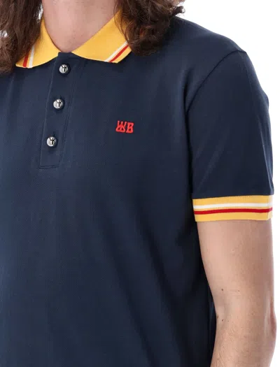Shop Wales Bonner Men's Navy Sun Polo T-shirt