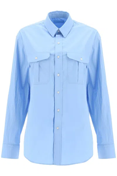 Shop Wardrobe.nyc Maxi Shirt In Cotton Batista For Women In Blue