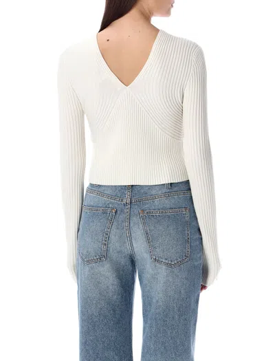 Shop Chloé White Curved Rib Cardigan For Women By