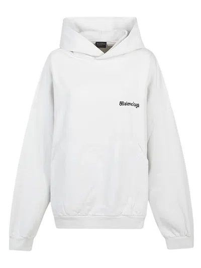 Shop Balenciaga White Hoodie With  Logo And Grove Pocket For Women