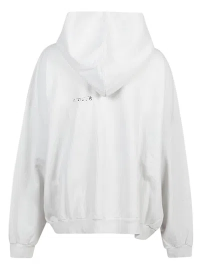 Shop Balenciaga White Hoodie With  Logo And Grove Pocket For Women