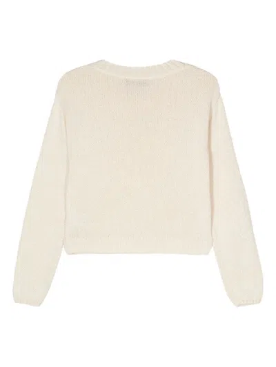 Shop Wild Cashmere White Silk Blend Sweater With Metal Buttons For Women