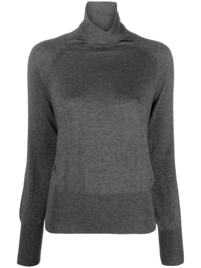 Shop Wild Cashmere Elegant Grey Cashmere And Silk Turtleneck Sweater