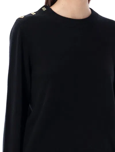 Shop Ganni Women's 3 Button Sweater In Black