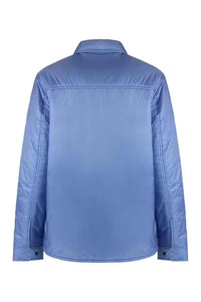 Shop Woolrich Light Blue Nylon Overshirt For Women
