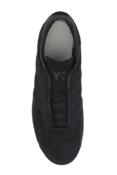 Shop Y-3 Men's Ss24 Black Suede Sneakers With 100% Suede And Rubber Material