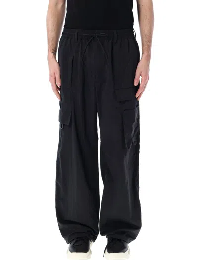Shop Y-3 Men's Black Crinkle Nylon Cargo Pants For Ss24