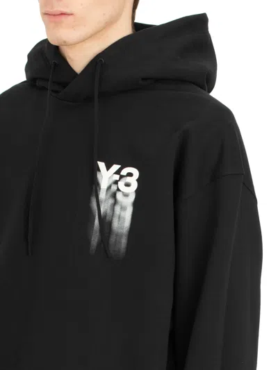 Shop Y-3 Men's Black Logo Sweatshirt With Hood And Front Pocket