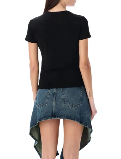 Shop Y/project Black Ribbed V Collar Baby Tee For Women