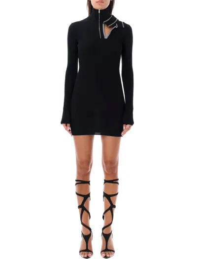 Shop Y/project Double Collar Mini Dress Featuring Two Different Necklines For Women, Season Fw23 In Black