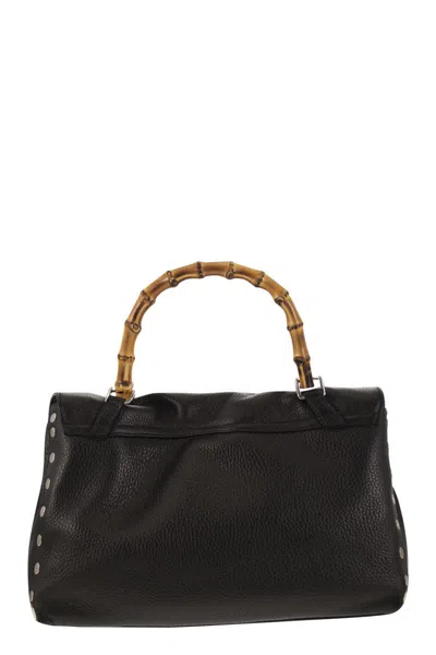 Shop Zanellato The Iconic  Postman® Handbag With Bamboo Handle In Black