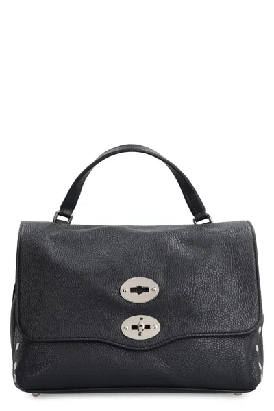 Shop Zanellato Blue Grainy Leather Top-handle Handbag For Women