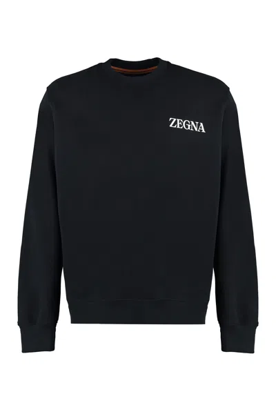 Shop Zegna Men's Black Crew Neck Sweatshirt