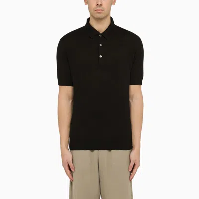 Shop Zegna Men's Black Short-sleeved Cotton Polo Shirt For Ss24