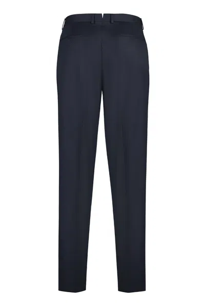 Shop Zegna Navy Stretch Cotton Chino Trousers For Men In Blue