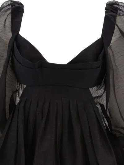 Shop Zimmermann Black Linen Silk Bralette Dress For Women Ss24