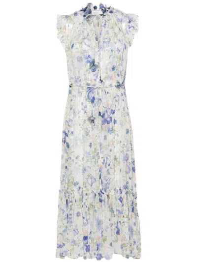 Shop Zimmermann Blue Garden Print Flared Maxi Dress For Women