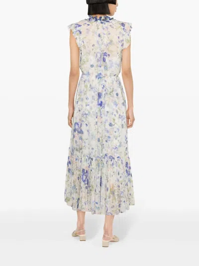 Shop Zimmermann Blue Garden Print Flared Maxi Dress For Women