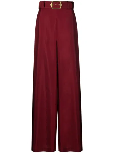 Shop Zimmermann Burgundy Wide-leg Pants With Belt For Women
