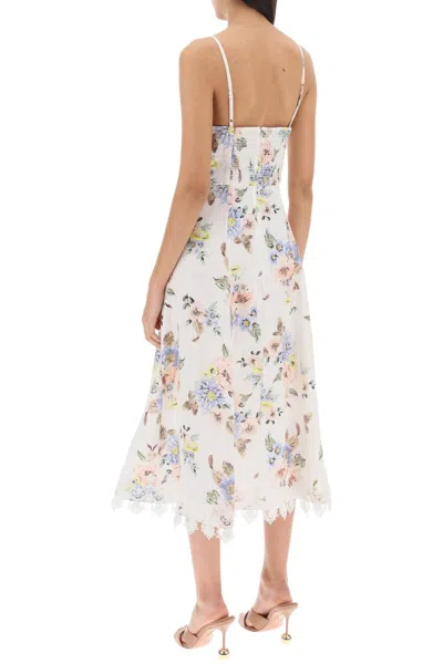 Shop Zimmermann Floral Applique Linen Midi Dress For Women In White