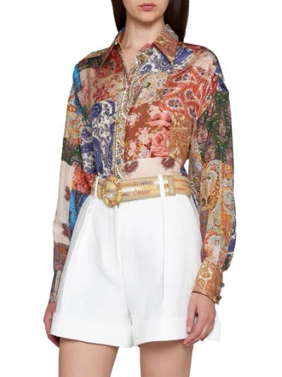 Shop Zimmermann Multicolor Paisley And Floral Silk Shirt For Women