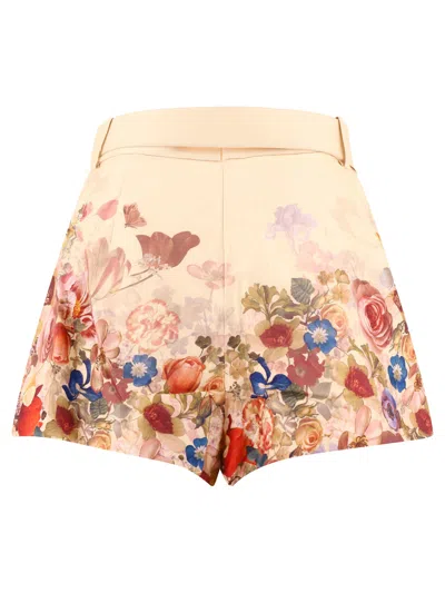 Shop Zimmermann Luminosity Tuck Shorts For Women In Pink, Fw23 Collection
