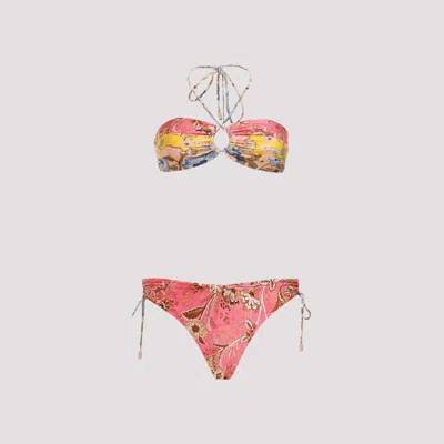 Shop Zimmermann Multicolored Panelled Halter Bikini For Women In Tan