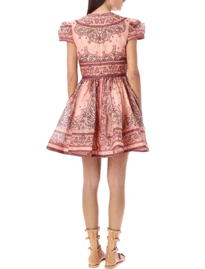 Shop Zimmermann Pink Bandana Linen Silk Mini Dress For Women In Pink_bandana
