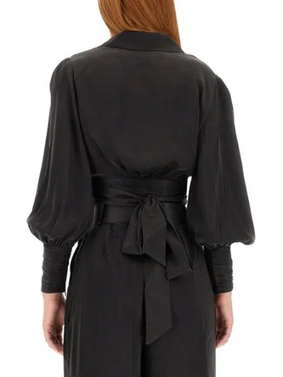 Shop Zimmermann Silk Wrap Cropped Blouse For Women In Black