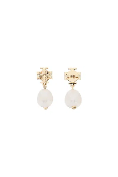 Shop Tory Burch Kira Earring With Pearl In Bianco