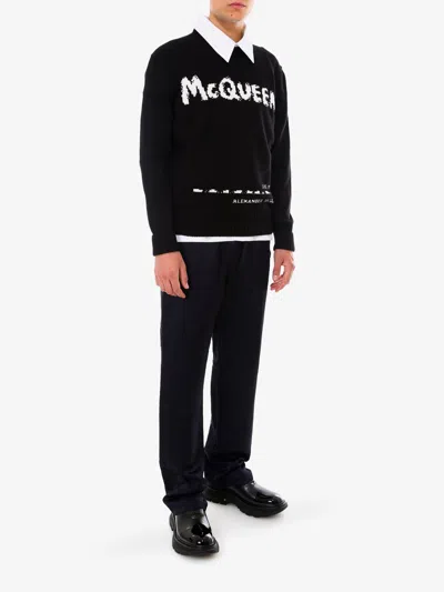 Shop Alexander Mcqueen Man Sweater Man Black Knitwear