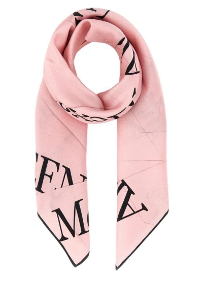 Shop Alexander Mcqueen Woman Pink Silk Foulard