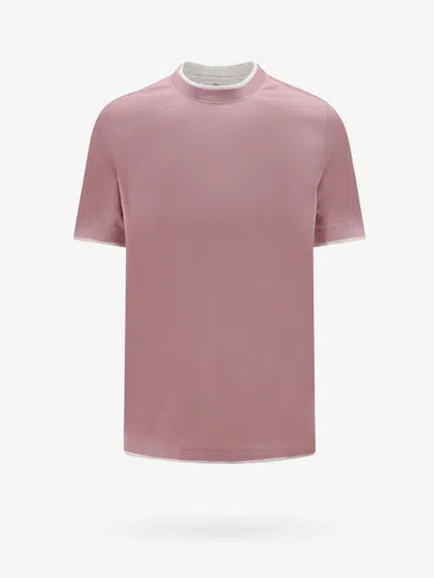 Shop Brunello Cucinelli Man T-shirt Man Pink T-shirts