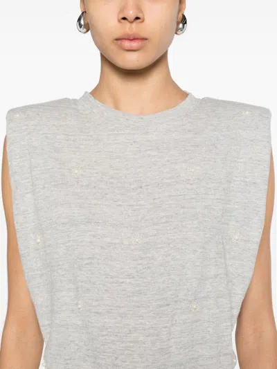 Shop Golden Goose Grey Cotton T-shirt With Shoulder Pads For Women
