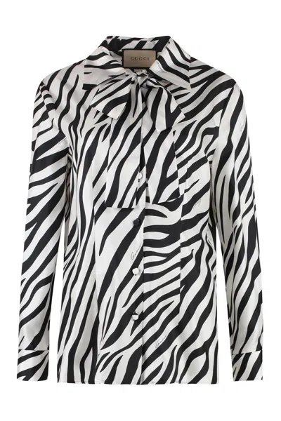 Shop Gucci Animalier Printed Silk Shirt For Women