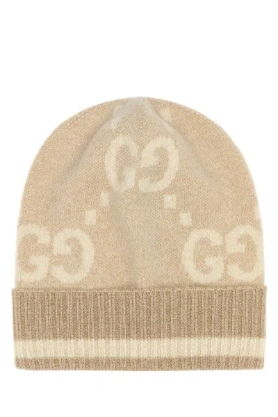 Shop Gucci Woman Embroidered Cashmere Blend Beanie Hat In Multicolor