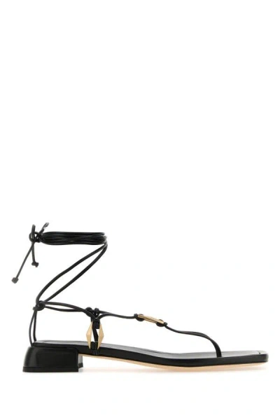 Shop Jimmy Choo Women Black Nappa Leather Onyxia Thong Sandals
