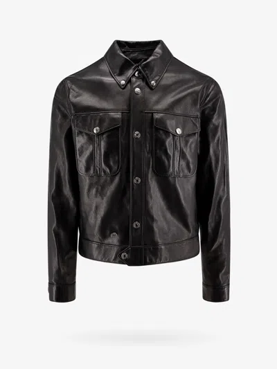 Shop Versace Man Jacket Man Black Leather Jackets