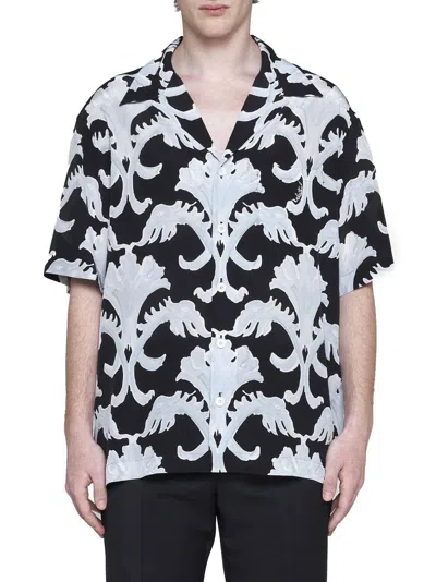 Shop Valentino Shirts In Nero/perla