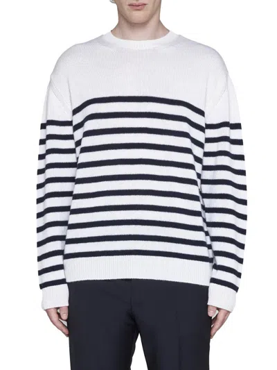 Shop Valentino Sweaters In Avorio/navy