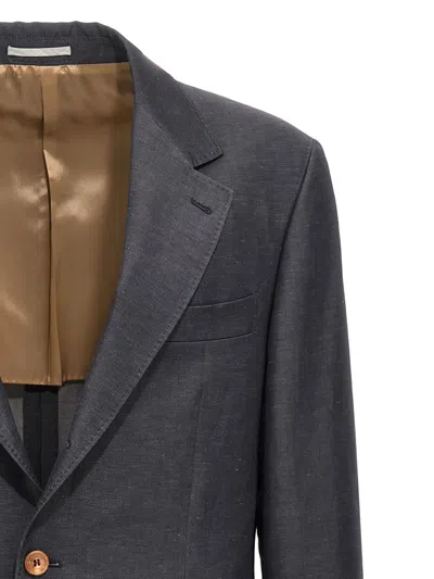 Shop Brunello Cucinelli Single-breasted Blazer In Gray