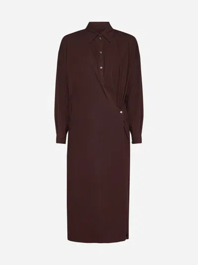 Shop Lemaire Twisted Cotton Dress In Cocoa Bean