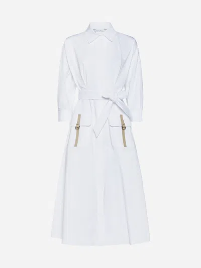Shop Max Mara Sibari Cotton-blend Shirt Dress In White