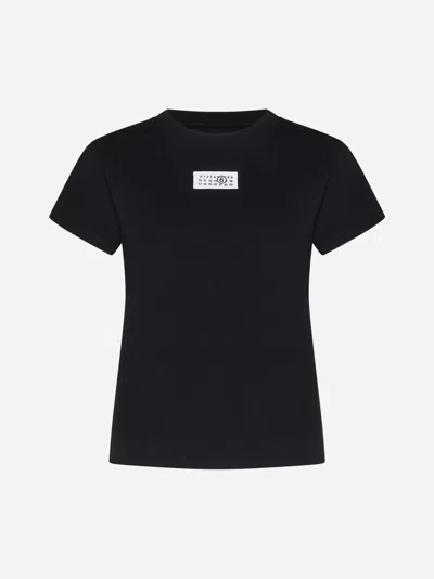 Shop Mm6 Maison Margiela Logo-label Cotton T-shirt In Black