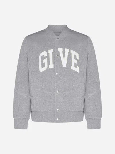 Shop Givenchy Cotton Varsity Bomber Jacket In Light Grey Melange