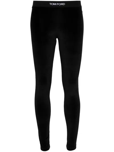 Shop Tom Ford Leggings With Logo Band In Black
