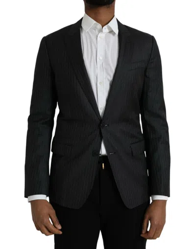 Dolce & Gabbana Black Single Breasted Formal Wool Blazer In Black