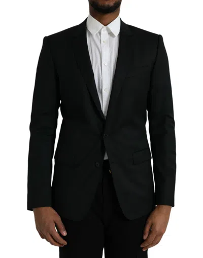 Dolce & Gabbana Black Single Breasted Formal Wool Blazer In Black